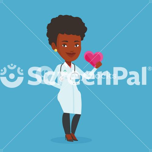 Cardiologist In Medical Doctor Uniform With Heart In Hand. Doctor Cardiologist Holding Heart. Concept Of Healthcare And Prevention Of Heart Problems. Vector Flat Design Illustration. Square Layout.